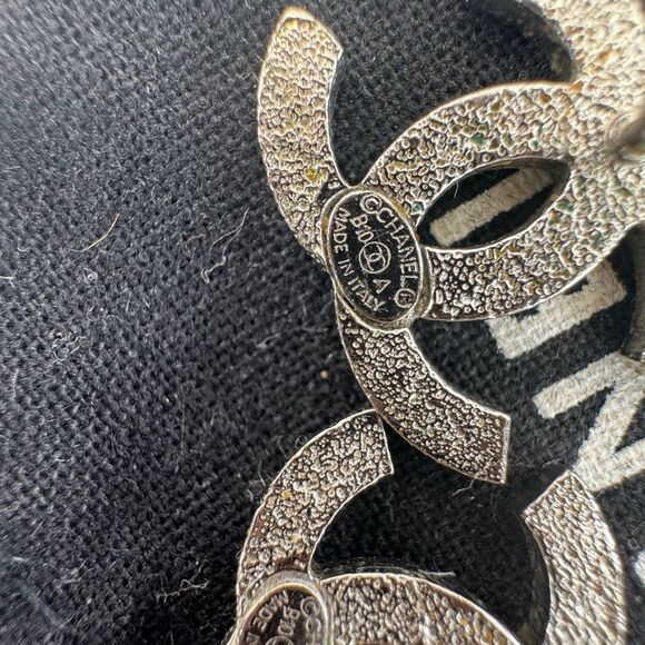 Chanel CC Enamel Glitter Silver Tone Stud Earrings - Picture 8 of 10